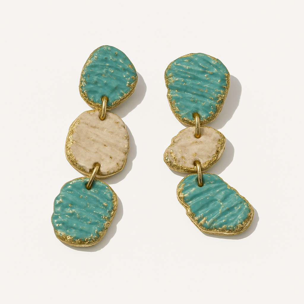 Lakshmi - tres piezas de turquesa y crema