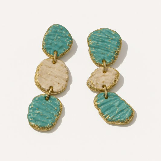 Lakshmi - tres piezas de turquesa y crema