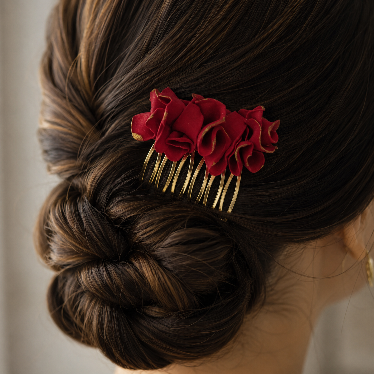 Clavel - peineta claveles rojos y blanco