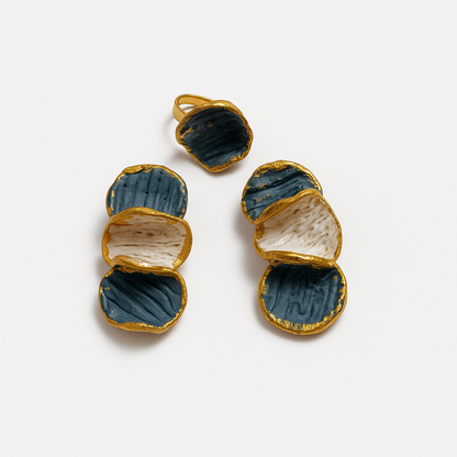 Venus - conjunto pétalos azul y crema