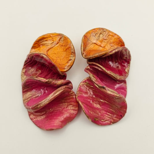 Shakti - Pendientes grandes fucsia y naranja