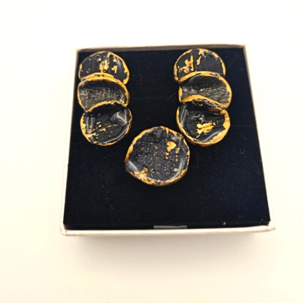 Venus - conjunto de 3 pétalos negro y dorado