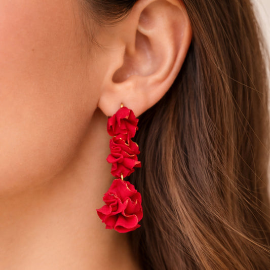 Clavel - Pendientes cascada rojos