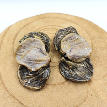 Shakti - Pendientes verde profundo y gris piedra