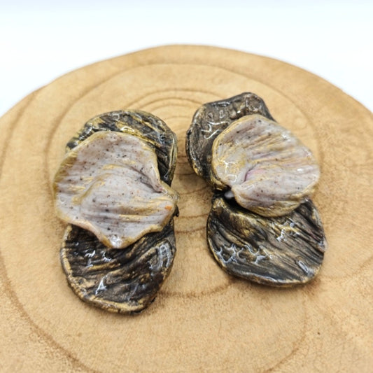 Shakti - Pendientes verde profundo y gris piedra