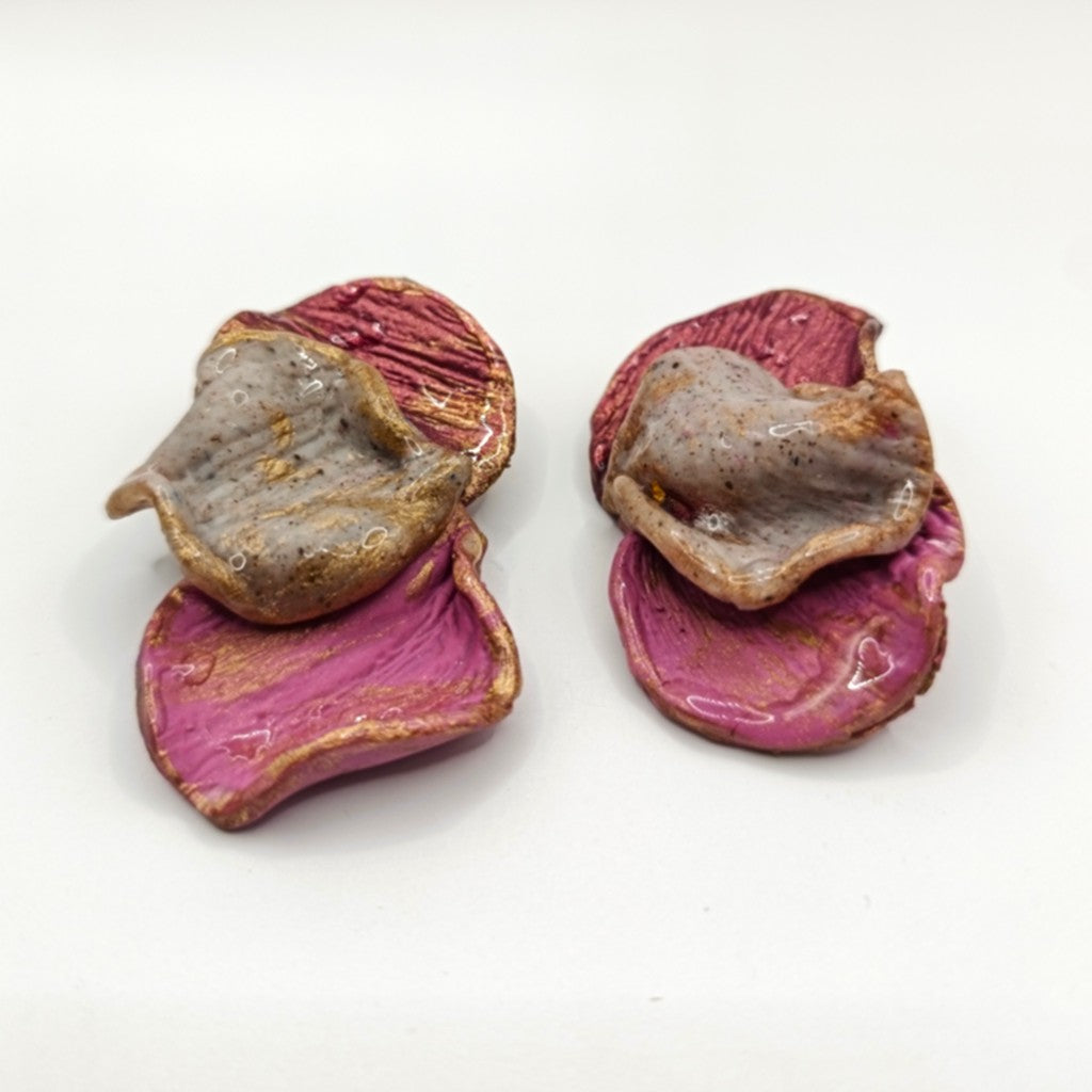 Shakti - Pendientes Fucsia, gris piedra y rosa