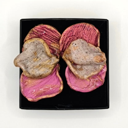 Shakti - Pendientes Fucsia, gris piedra y rosa