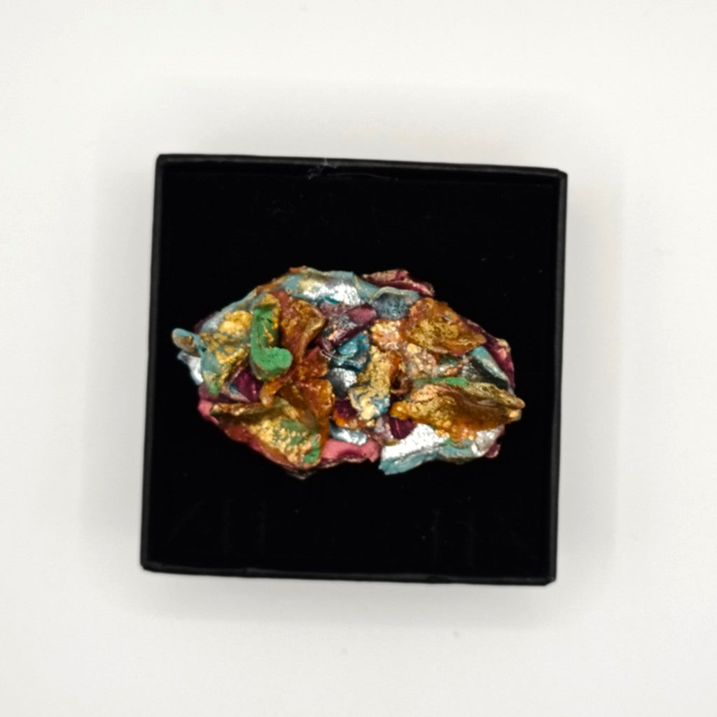 Anillo - Fucsia fragmentos turquesas y naranjas