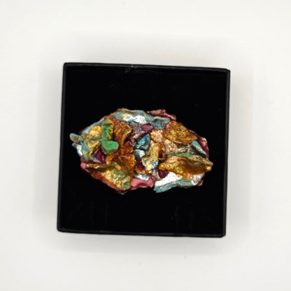 Anillo - Fucsia fragmentos turquesas y naranjas