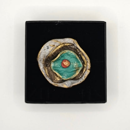 Anillo - pétalos verdes y coral