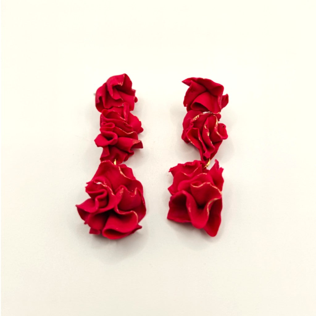 Clavel - Pendientes cascada rojos