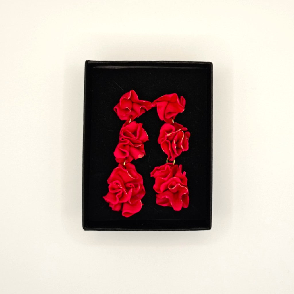 Clavel - Pendientes cascada rojos