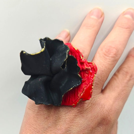 Anillo - volante negro y rojo