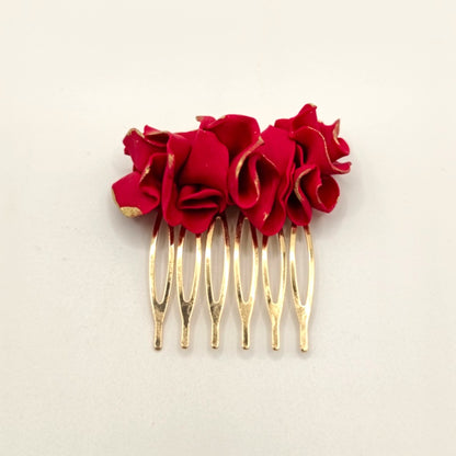 Clavel - peineta claveles rojos y blanco