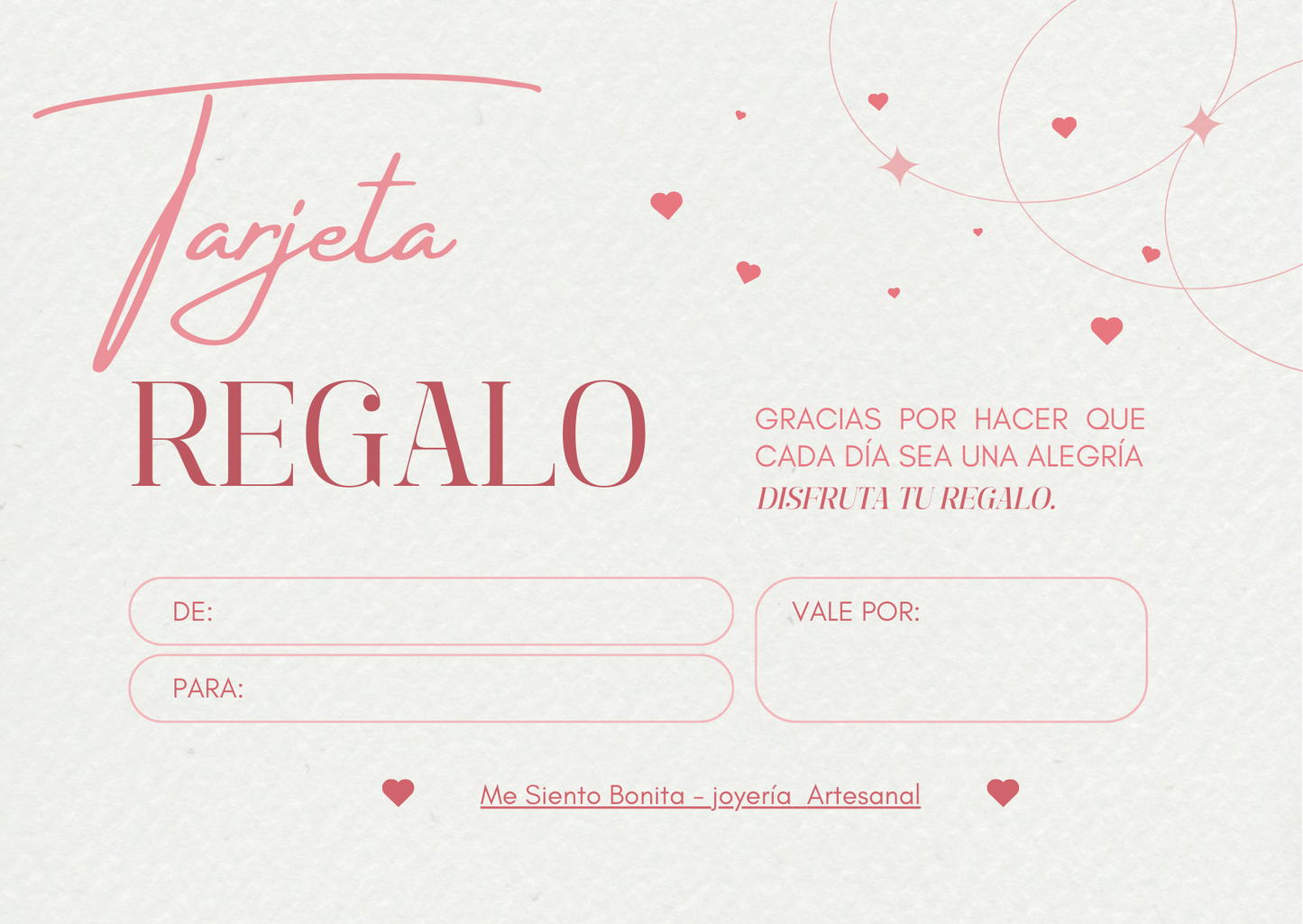 Tarjetas de regalo – Me Siento Bonita