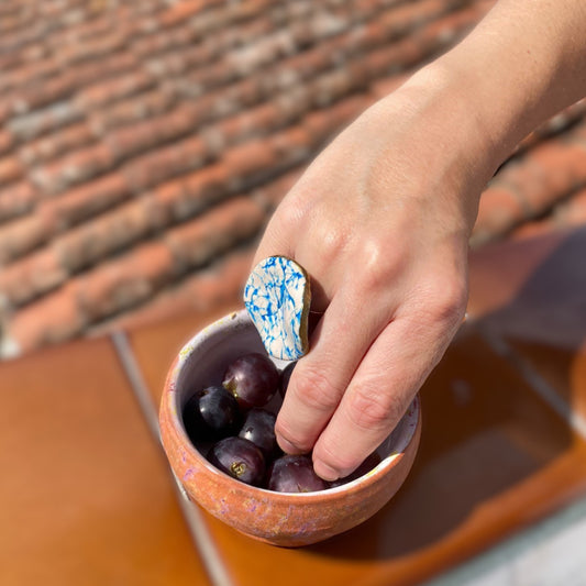 Anillo Afrodita - Tonos crema y azul