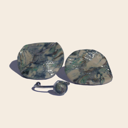 Sarasvati – Conjunto turquesa y gris crema