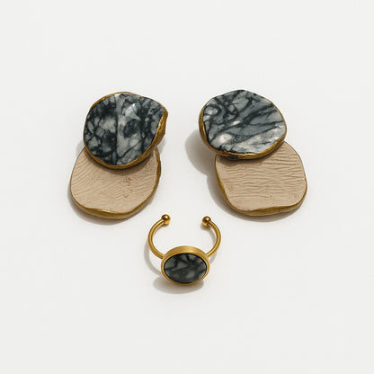 Ostara conjunto - tono gris, crema y dorado