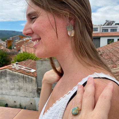 Venus - conjunto con pétalos turquesa y blancos